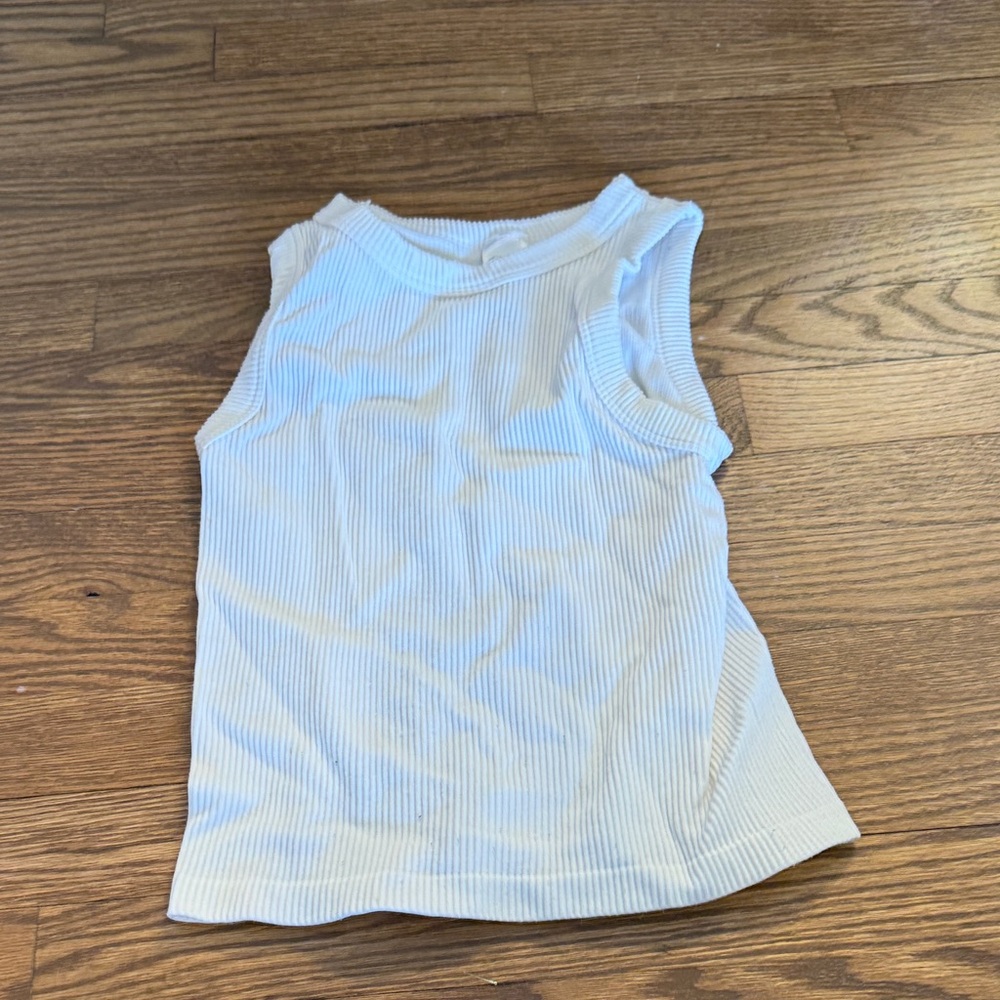 Suzette White Ribbed Sleeveless Top Size M/L